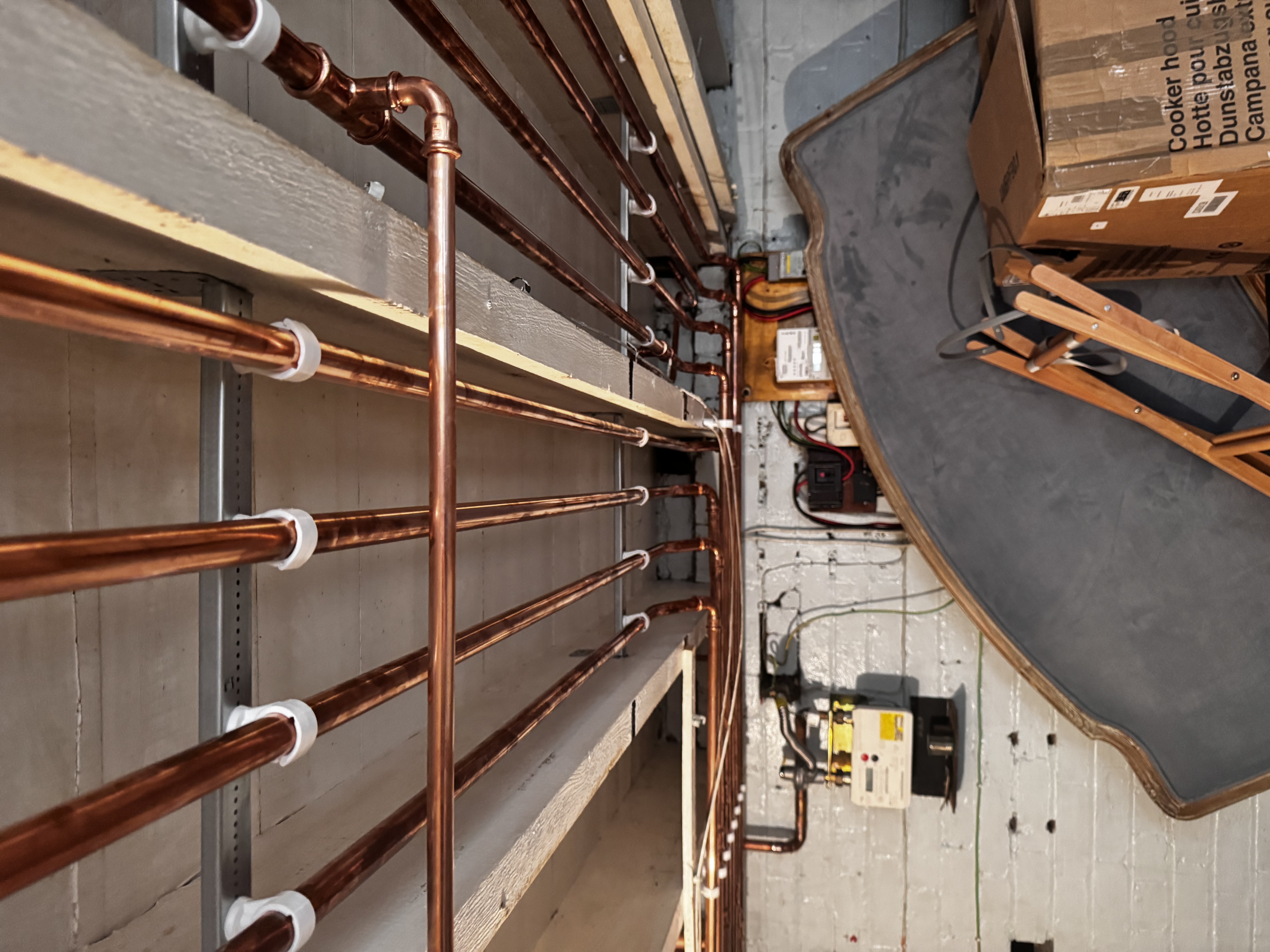 New copper gas and heating pipework