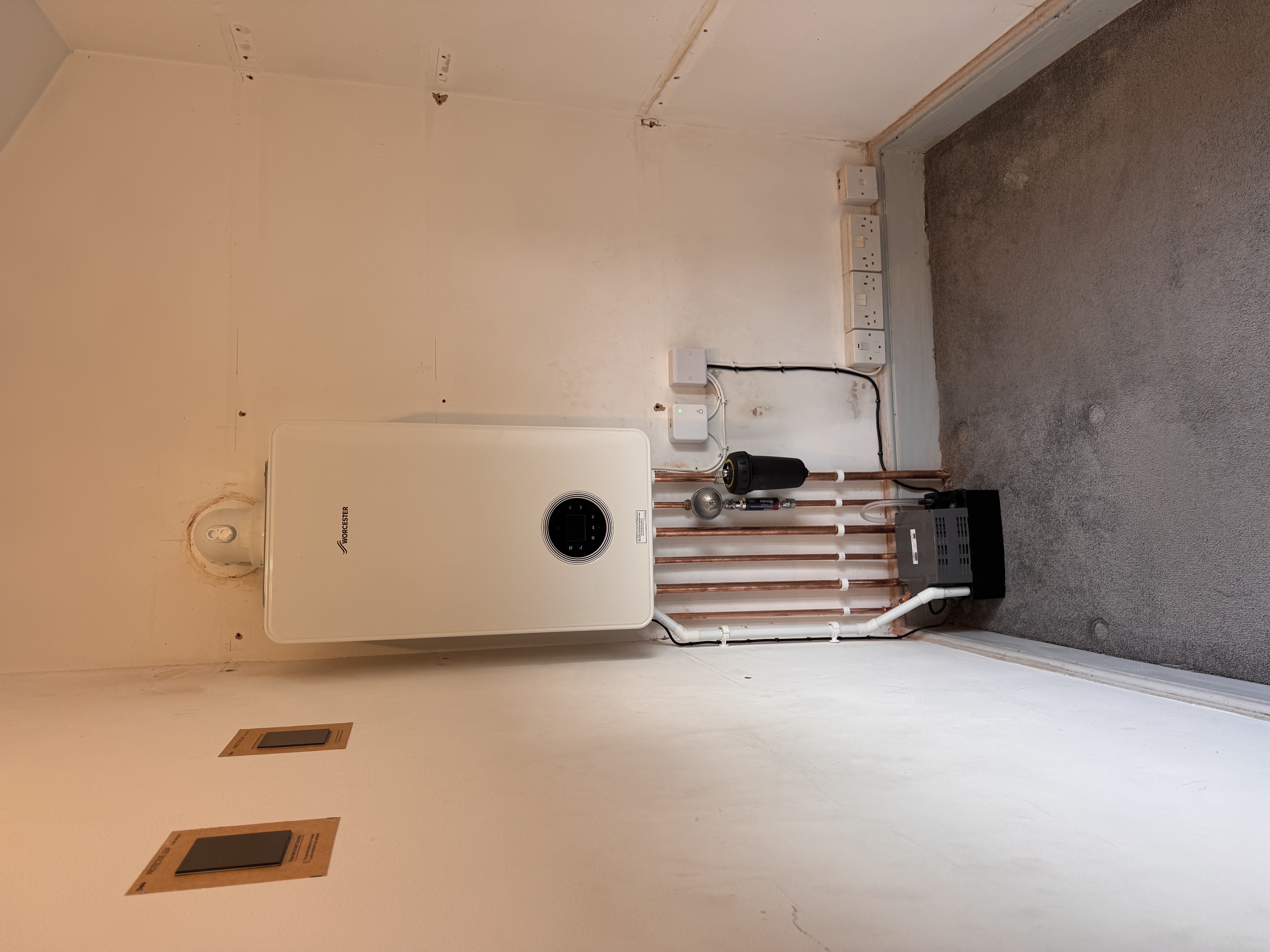 Completed modern boiler installation