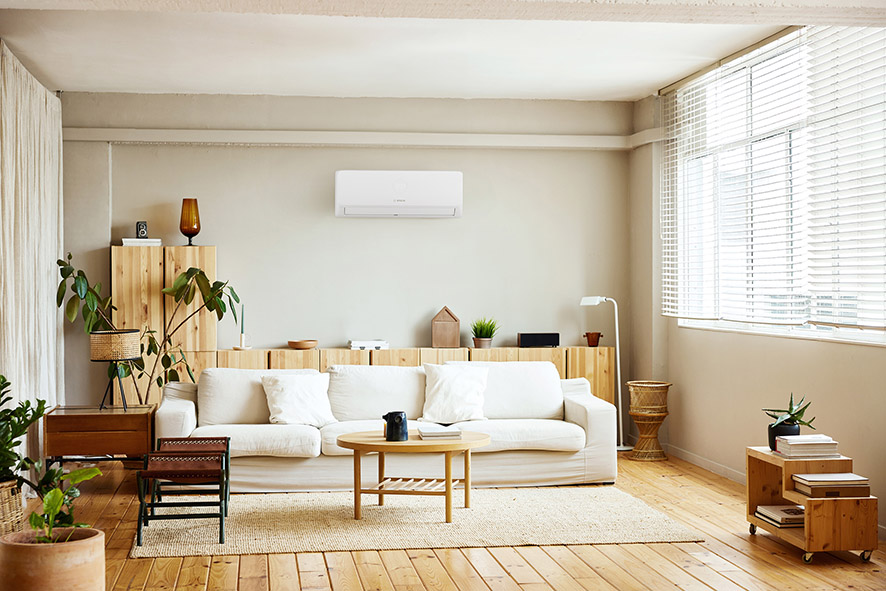Modern living room with air conditioning