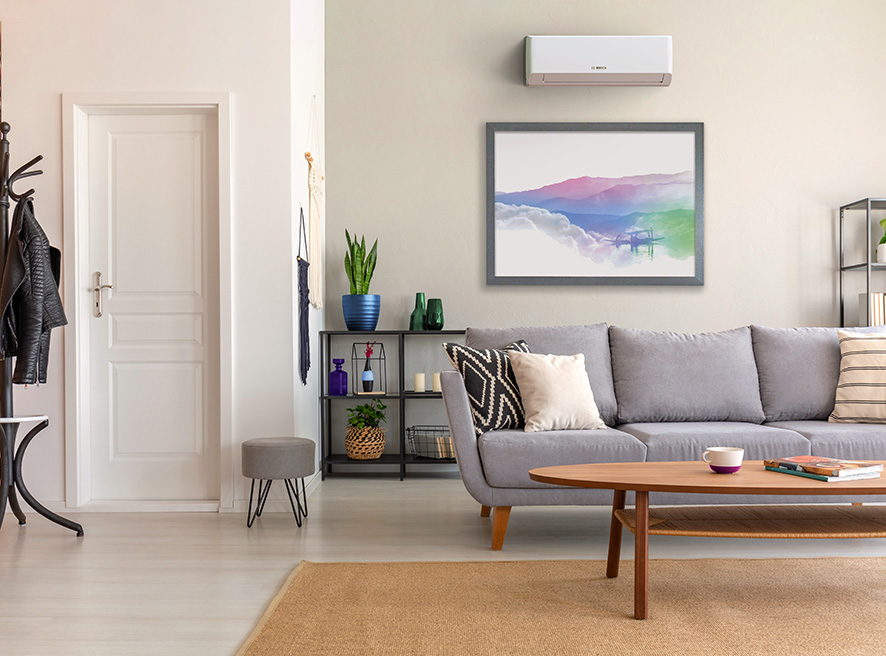 White wall-mounted air-conditioning unit